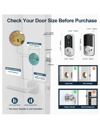 Cerradura Inteligente SMONET con Huella Dactilar y Bluetooth
