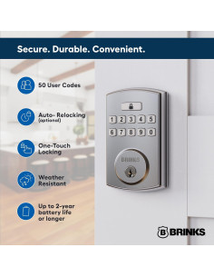 Cerradura Electrónica de Teclado Brinks, Seguridad Alta, 50 Códigos 2