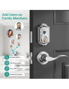 Cerradura Inteligente Hornbill A5 Biométrica Plateada con App 2