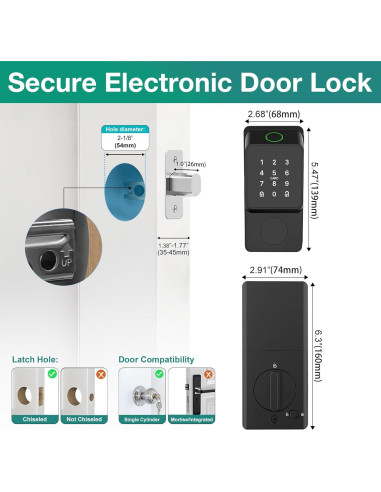 Cerradura Inteligente Mutak HS0037 Biométrica 6 en 1 con APP