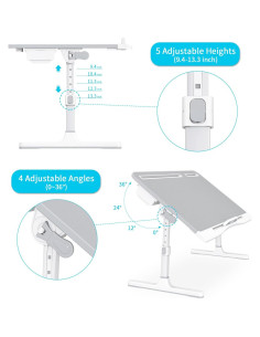 Mesa de Cama Plegable KLEAR para Laptop Ajustable Gris 2