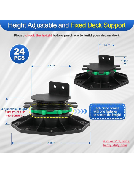 Pedestal Soporte Ajustable Zylorix 24Pack 40-60mm Negro