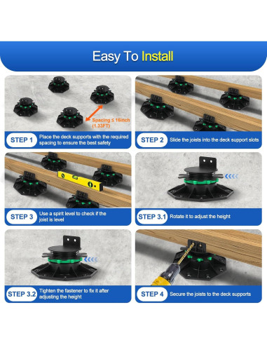 Pedestal Soporte Ajustable Zylorix 24Pack 40-60mm Negro