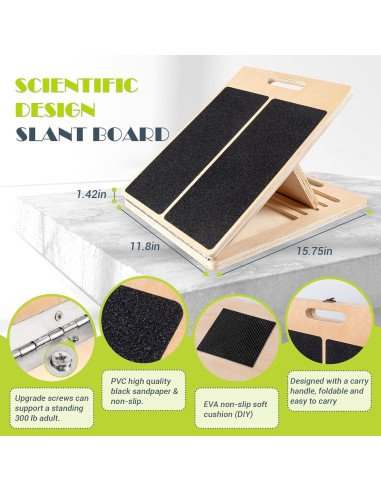 Tablero Inclinado de Estiramiento UOPON - Madera Ajustable 136 kg