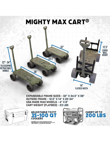 Carro Plegable Mighty Max para Exterior 113.4kg Camo