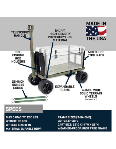 Carro Plegable Mighty Max para Exterior 113.4kg Camo