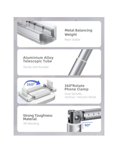 Soporte Plegable para Selfie Woumlaiy con Luz LED 360