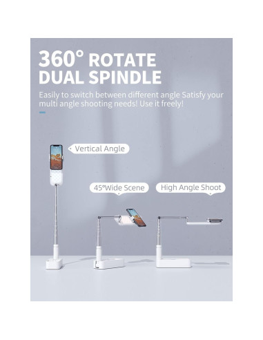 Soporte Plegable para Selfie Woumlaiy con Luz LED 360