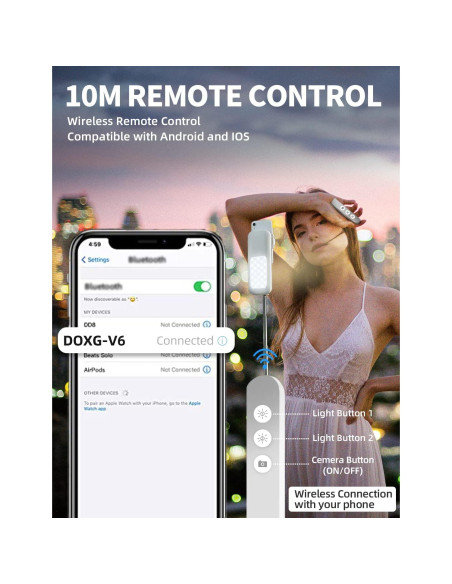 Soporte Plegable para Selfie Woumlaiy con Luz LED 360