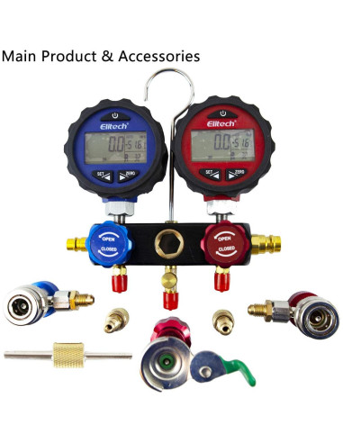 Manómetro de Refrigerante Elitech DMG-3 2 Vías Digital