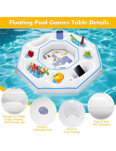 Mesa de Juego Inflable Octagonal Lanathel con Cartas Impermeables