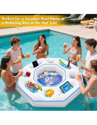 Mesa de Juego Inflable Octagonal Lanathel con Cartas Impermeables