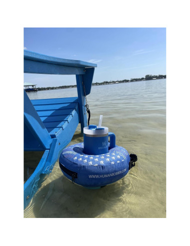 Portavasos Inflable Flotante Human Bobber Azul Grande
