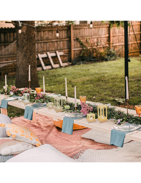 12 Faroles Decorativos LED FueLye Rectángulo Blanco para Eventos