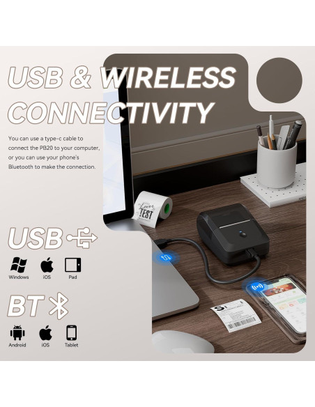 Impresora Térmica de Etiquetas PeriPage PB Gris 5.08 cm