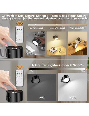 Aplique de Pared LED DUMILOO Recargable con Control Remoto