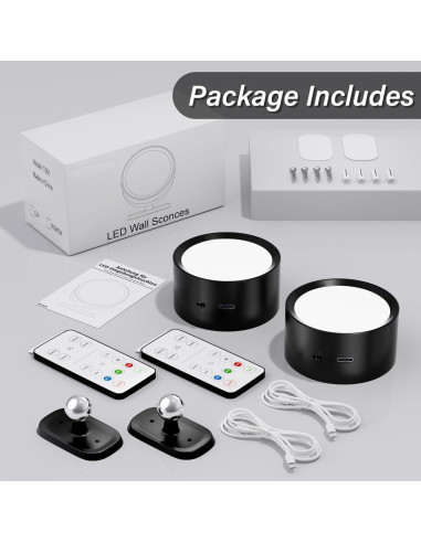 Aplique de Pared LED DUMILOO Recargable con Control Remoto