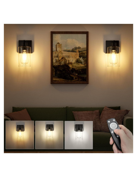 Juego de 2 Apliques de Pared BUTHY LED Recargables con Control Remoto Juego de 2 Apliques de Pared BUTHY LED Recargables con Control Remoto