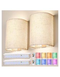 Aplique de Pared Inalámbrico OCATO con Control Remoto y 16 Colores RGB