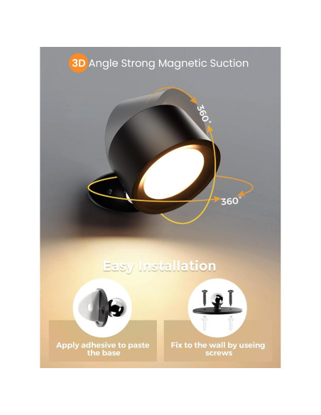 Juego de 2 Apliques de Pared LED Recargables AUDERWIN