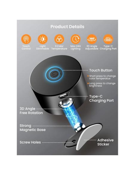 Juego de 2 Apliques de Pared LED Recargables AUDERWIN