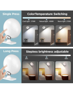 Luz de Pared LED Magnética Arttty CL-MTB003-001 3 Tonos 2