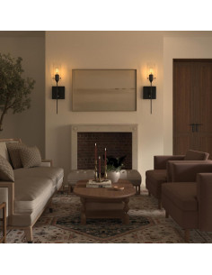 Juego de 2 apliques de pared ThyFenno recargables negros 2