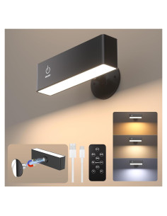 Aplique de Pared Recargable Inalámbrico DetarZinLED Negro