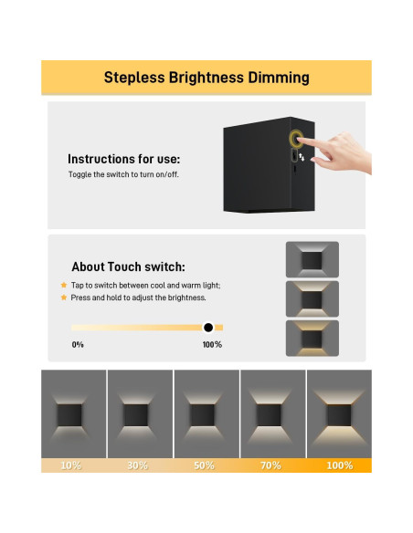 Juego de 2 Apliques de Pared Recargables MICEYLIVE Negro