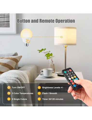 Bombilla LED Recargable Brightown E26 con Control Remoto 2P