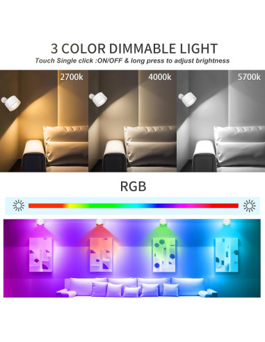 Apliques de Pared LED Adetu 2 Pcs con Control Remoto y Batería