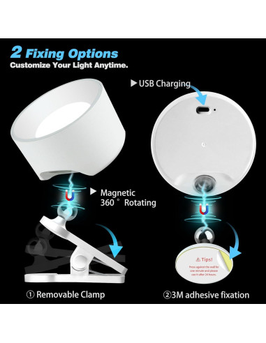 Apliques de Pared LED Adetu 2 Pcs con Control Remoto y Batería