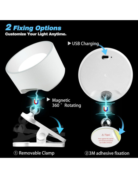 Apliques de Pared LED Adetu 2 Pcs con Control Remoto y Batería