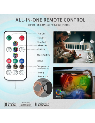 Apliques de Pared LED Adetu 2 Pcs con Control Remoto y Batería