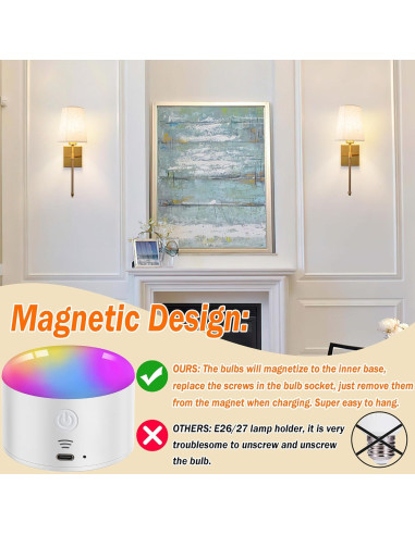 Aplique de Pared Inalámbrico YHCDLAMP 12W Regulable con Control Remoto