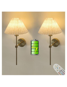 Juego de 2 Apliques de Pared Dorados Reddragon con Control Remoto