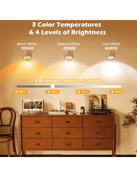 Luces LED de Pared Plomixius 4 Pcs Recargables 3000mAh