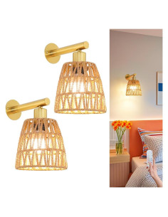 Juego de Apliques de Pared Dorados a Pilas con Control Remoto