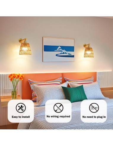 Juego de Apliques de Pared Dorados a Pilas con Control Remoto