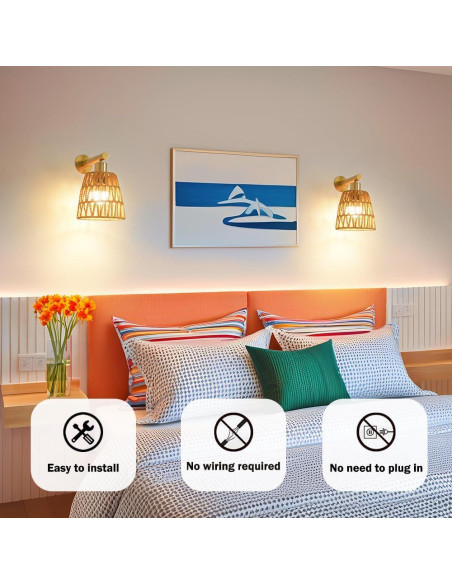 Juego de Apliques de Pared Dorados a Pilas con Control Remoto