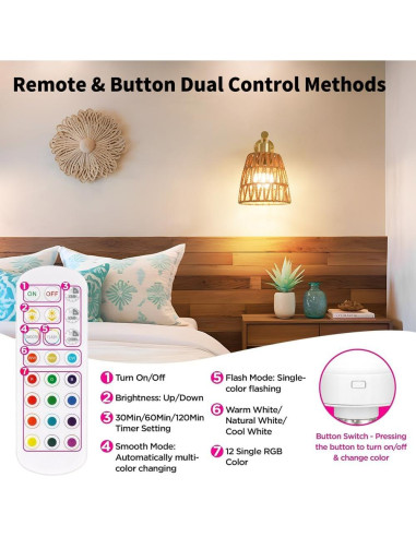 Juego de Apliques de Pared Dorados a Pilas con Control Remoto