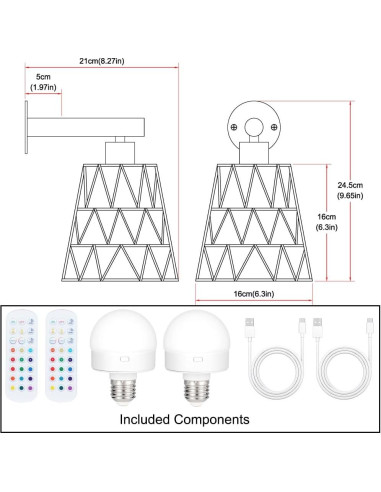 Juego de Apliques de Pared Dorados a Pilas con Control Remoto