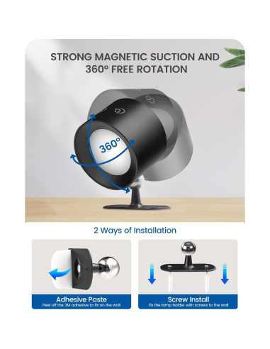 Juego de 2 Apliques de Pared Recargables GOEBLESON Negro