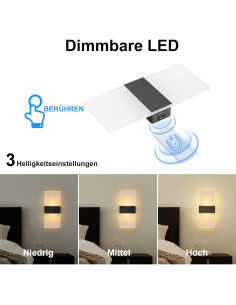 Juego de Apliques de Pared LED SURPALIG 2PCS Táctil 4000mAh 2