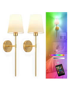 Juego de Apliques de Pared Inalámbricos Lightania Dorados 61cm