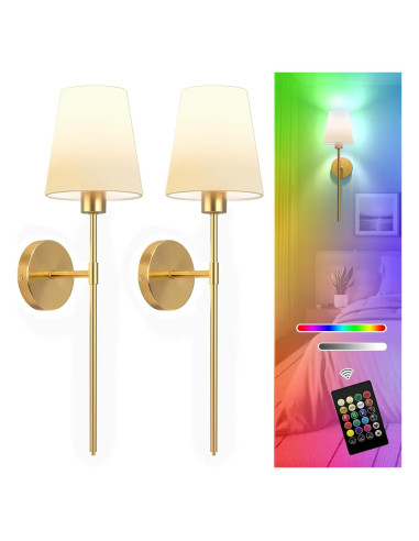 Juego de Apliques de Pared Inalámbricos Lightania Dorados 61cm