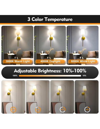 Juego de Apliques de Pared Inalámbricos Lightania Dorados 61cm