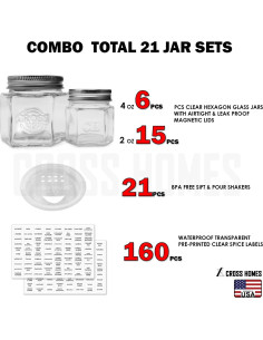Paquete de 21 Tarros de Especias Magnéticos Cross Homes 2