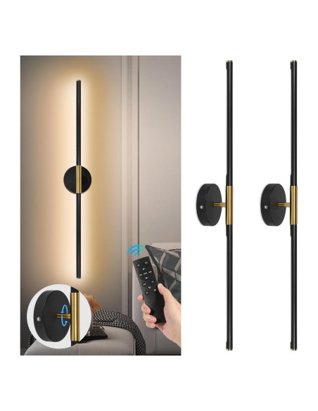 Juego de Apliques de Pared Inalámbricos TaoFiaCo 80 cm Negro/Dorado