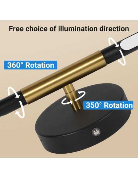 Juego de Apliques de Pared Inalámbricos TaoFiaCo 80 cm Negro/Dorado